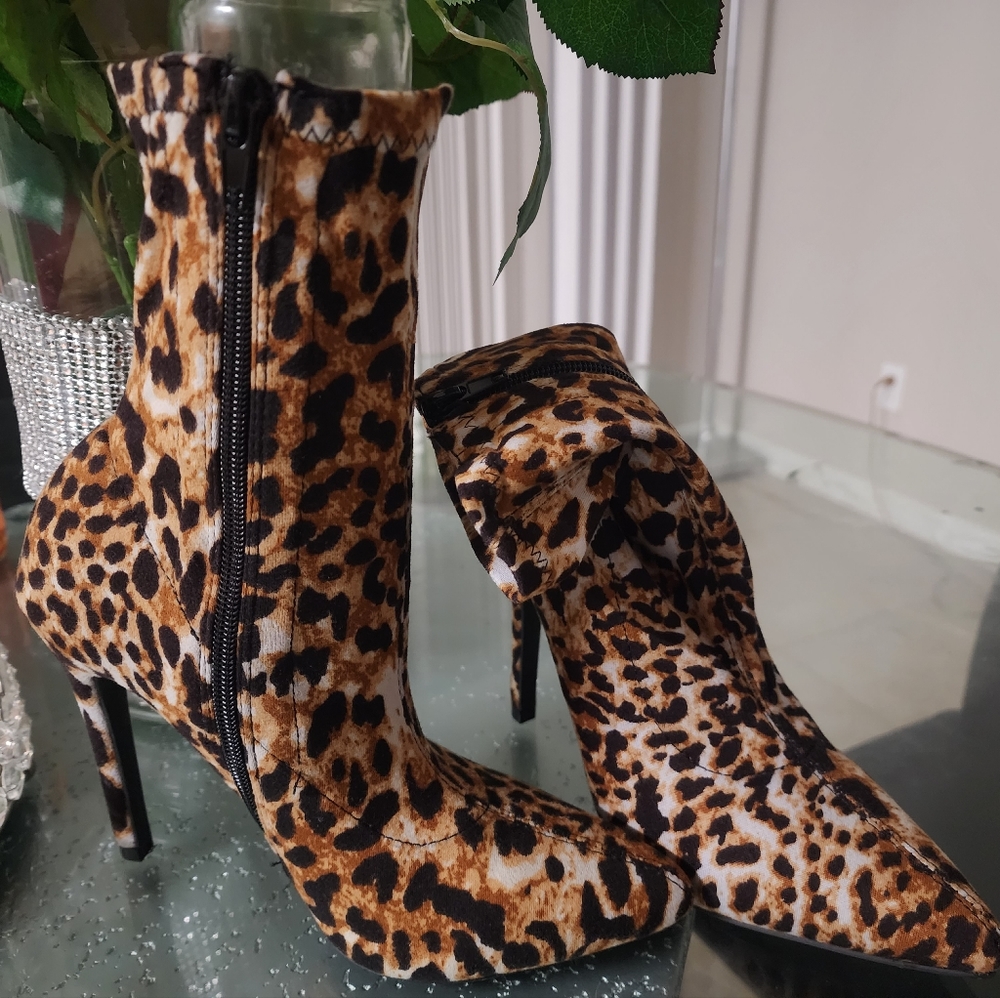 Animal print ankle boots